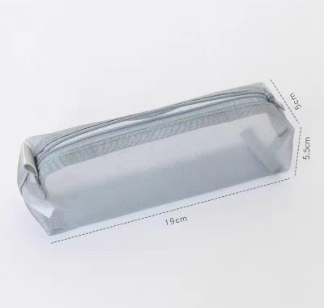 Japanese Style Mesh Pencil Case | Transparent Minimalist Stationery Organizer Bag for Students & Exams - Image 2