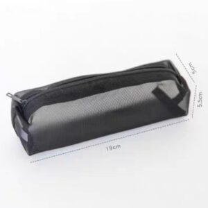 Japanese Style Mesh Pencil Case | Transparent Minimalist Stationery Organizer Bag for Students & Exams