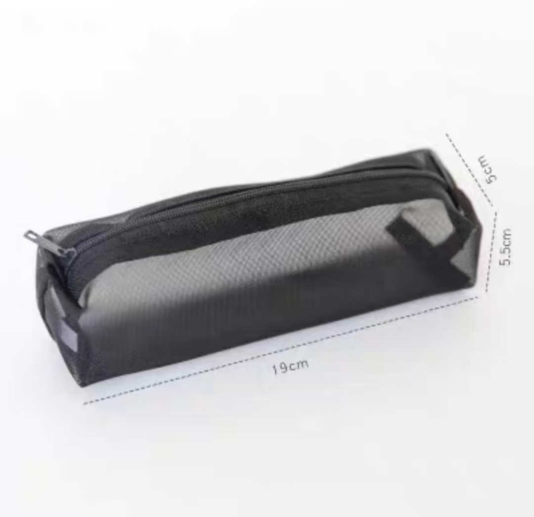 Japanese Style Mesh Pencil Case | Transparent Minimalist Stationery Organizer Bag for Students & Exams