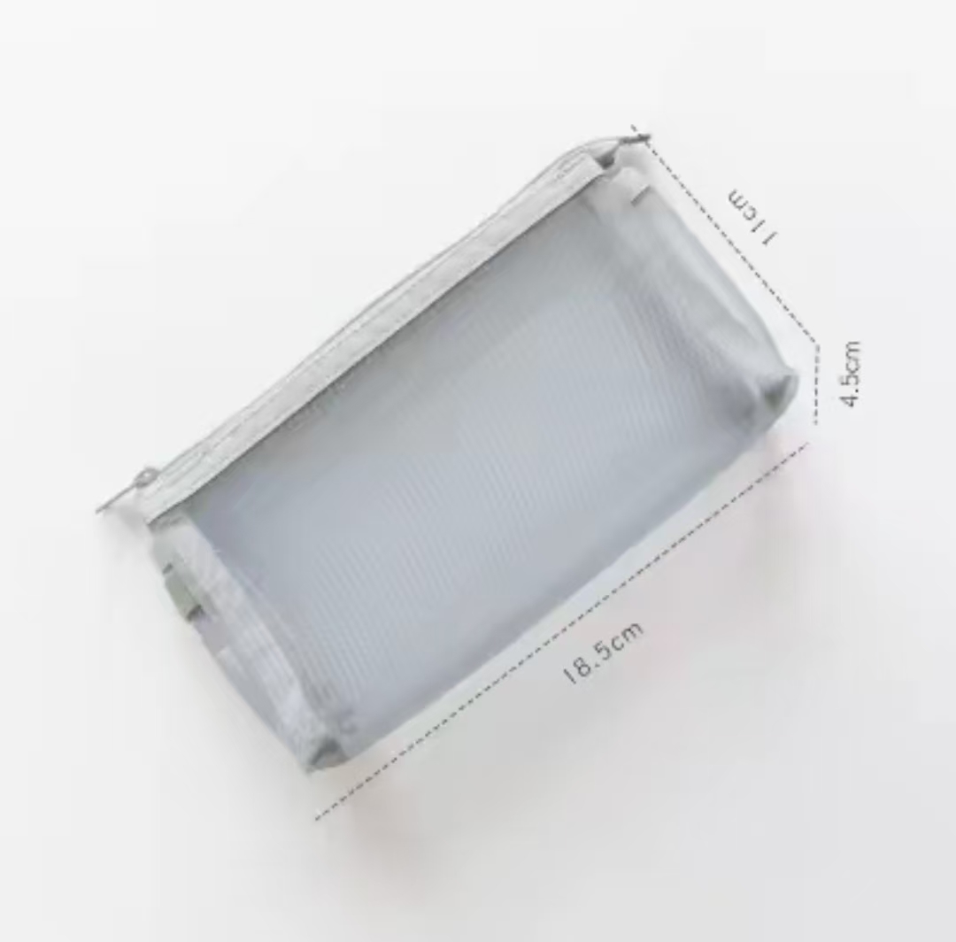 Japanese Style Mesh Pencil Case | Transparent Minimalist Stationery Organizer Bag for Students & Exams - Image 3